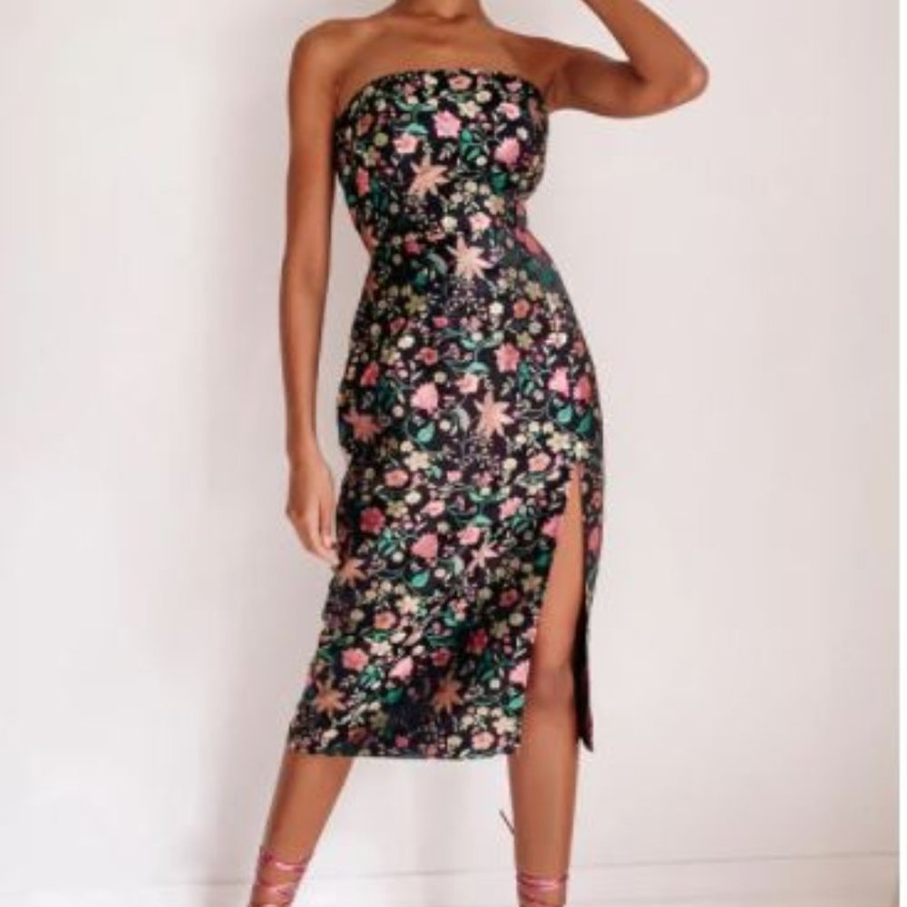 Make a Move Floral Jacquard Strapless